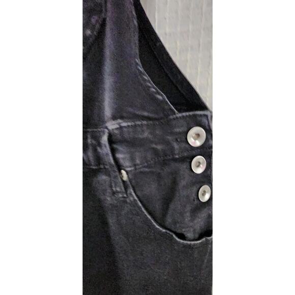 Hot Topic Bib Overalls Womens Small Black Denim 4 Moon Embroidery - Emo Goth - Picture 2 of 7